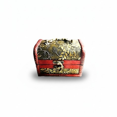 Caixa de Reiki em Madeira - CX6Castanho e Dourado