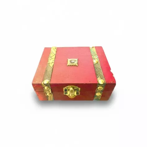 Caixa de Reiki em madeira - CX3Castanho e Dourado
